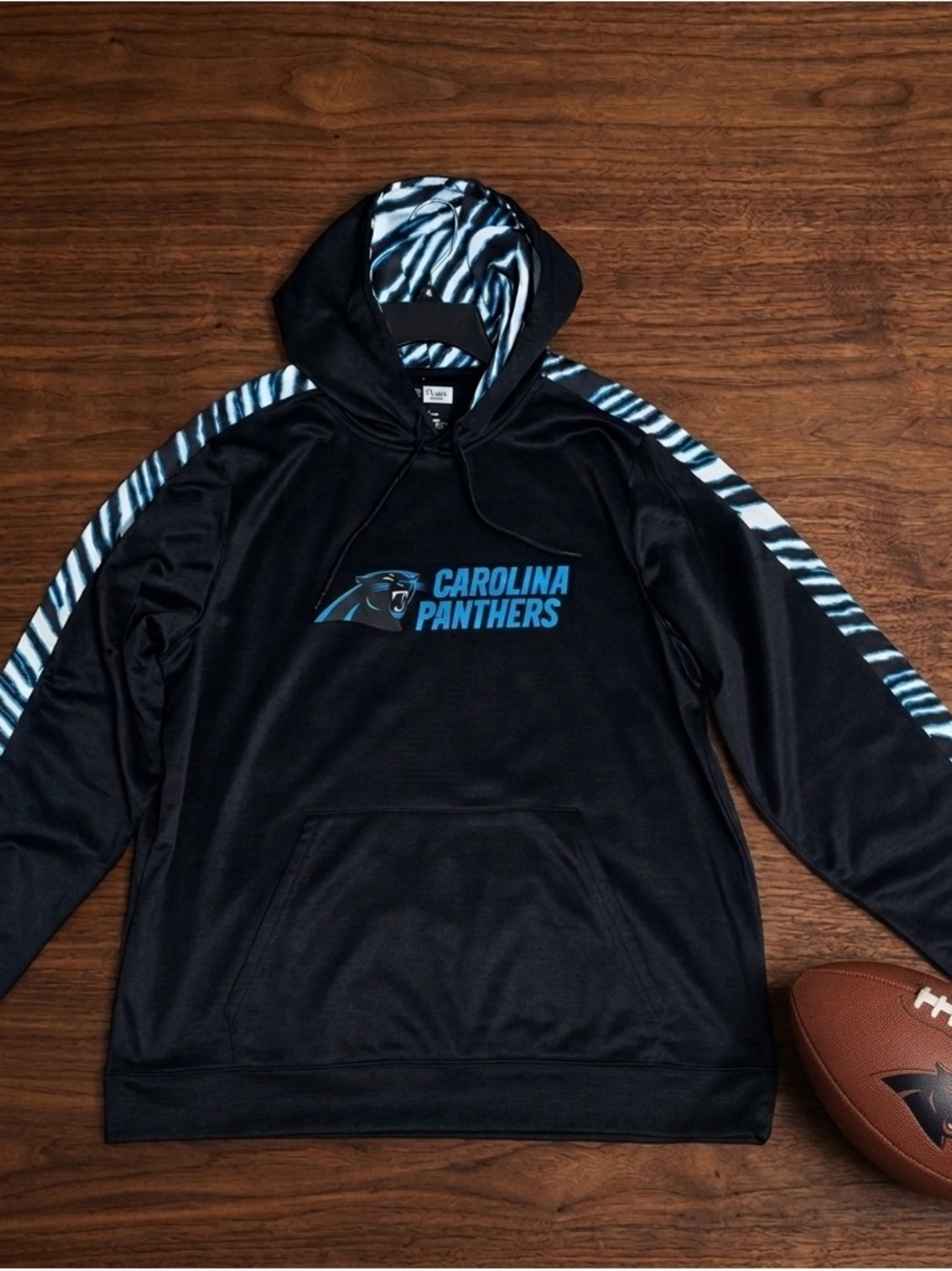 NFL Carolina Panthers Zebra Accent Pullover Hoodie - Size L